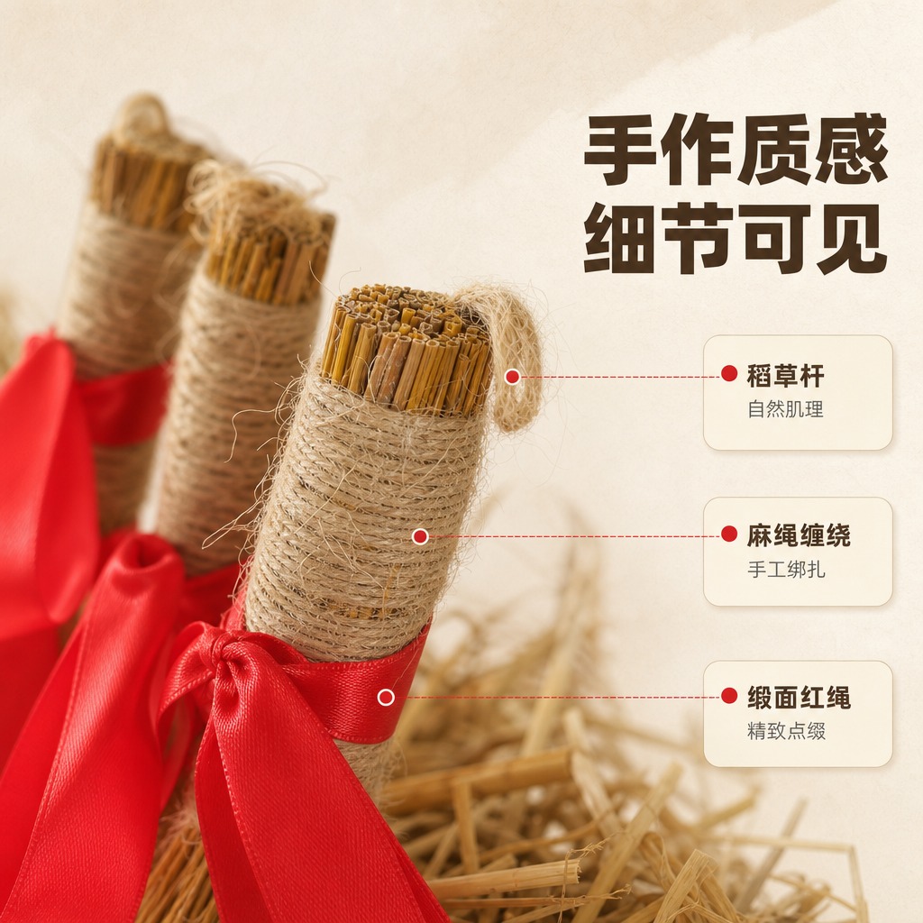 [商品] 使用【图3】稻草小毛刷捆红绳细节图；保留稻草杆截面肌… - 图片创意预览