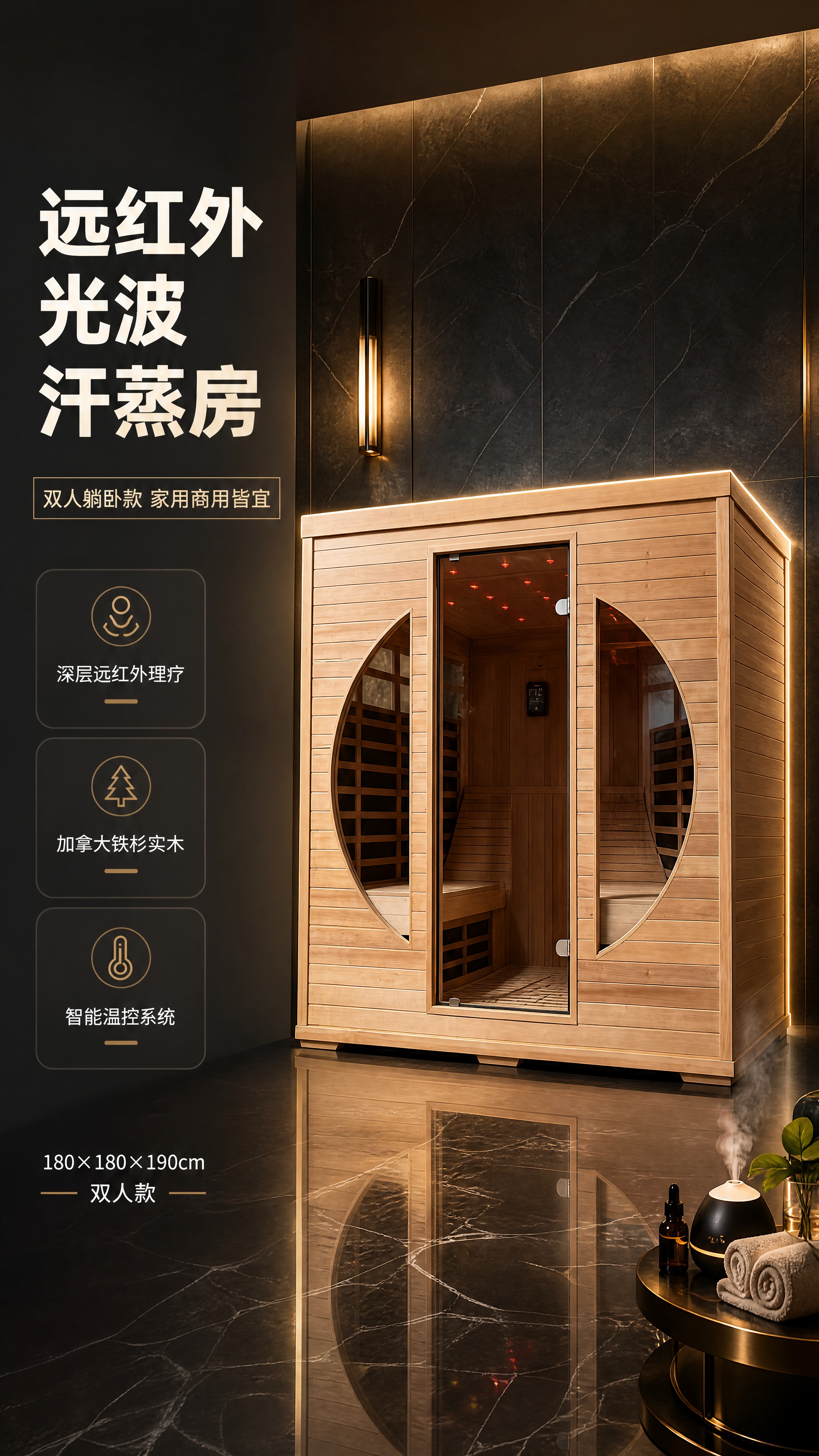 [商品] 使用【图3】双人远红外汗蒸房正面图；严格保留产品外观… - 图片创意预览