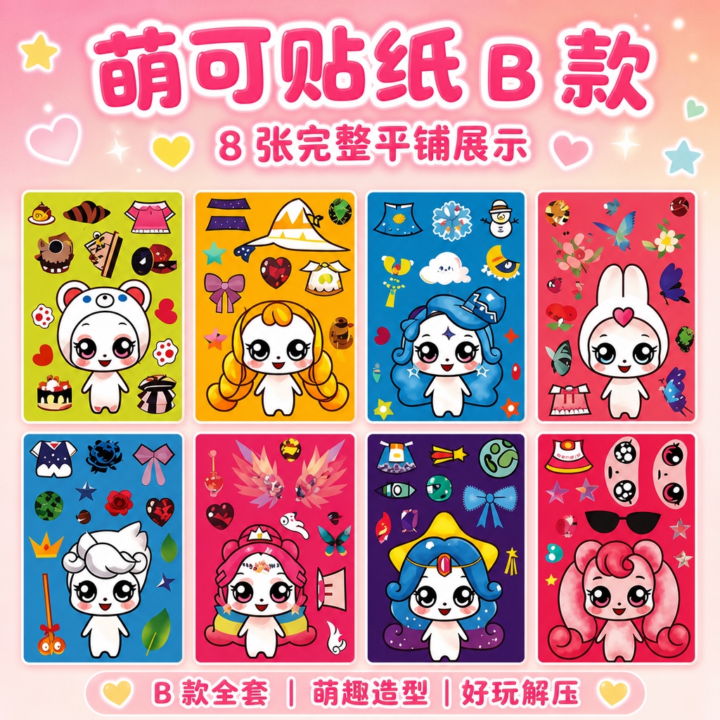 [商品] 使用【图3】萌可贴纸B款参考图；严格还原B款参考图中… - 图片创意预览