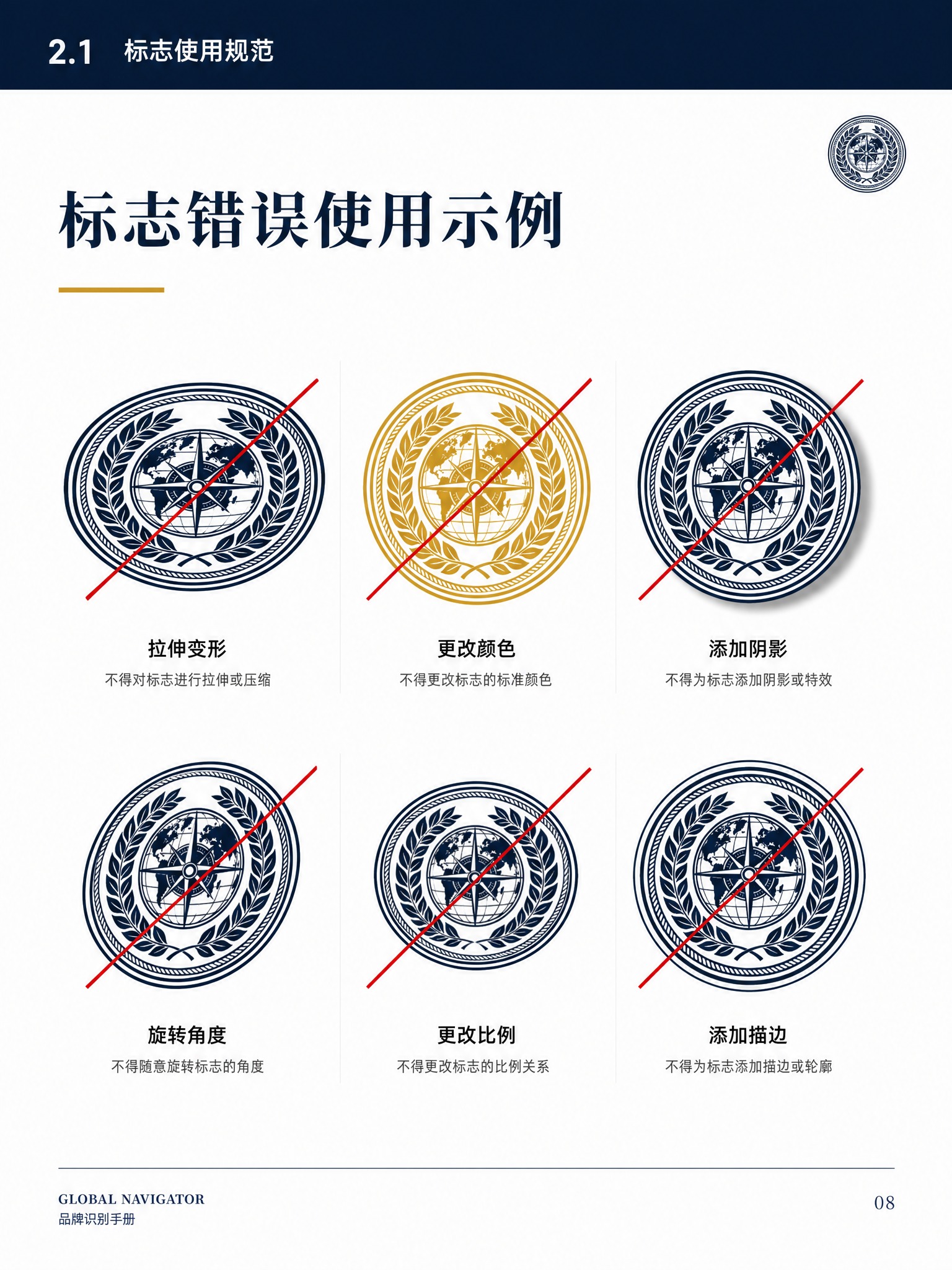 品牌手册内页设计，竖版A4比例，专业权威风格，白色背景。页面顶… - 图片创意预览