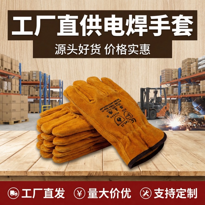 帮我生成10张电商主图 这款产品是冬季牛皮电焊劳保手套预览效果