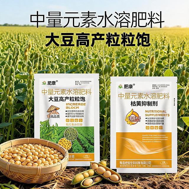 展示丰收大豆田场景，颗粒饱满的大豆搭配产品包装，突出高产效果，农业丰收风格主图，1:1比例
