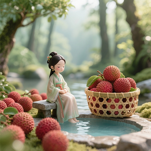 泡温泉、汉服美女与荔枝