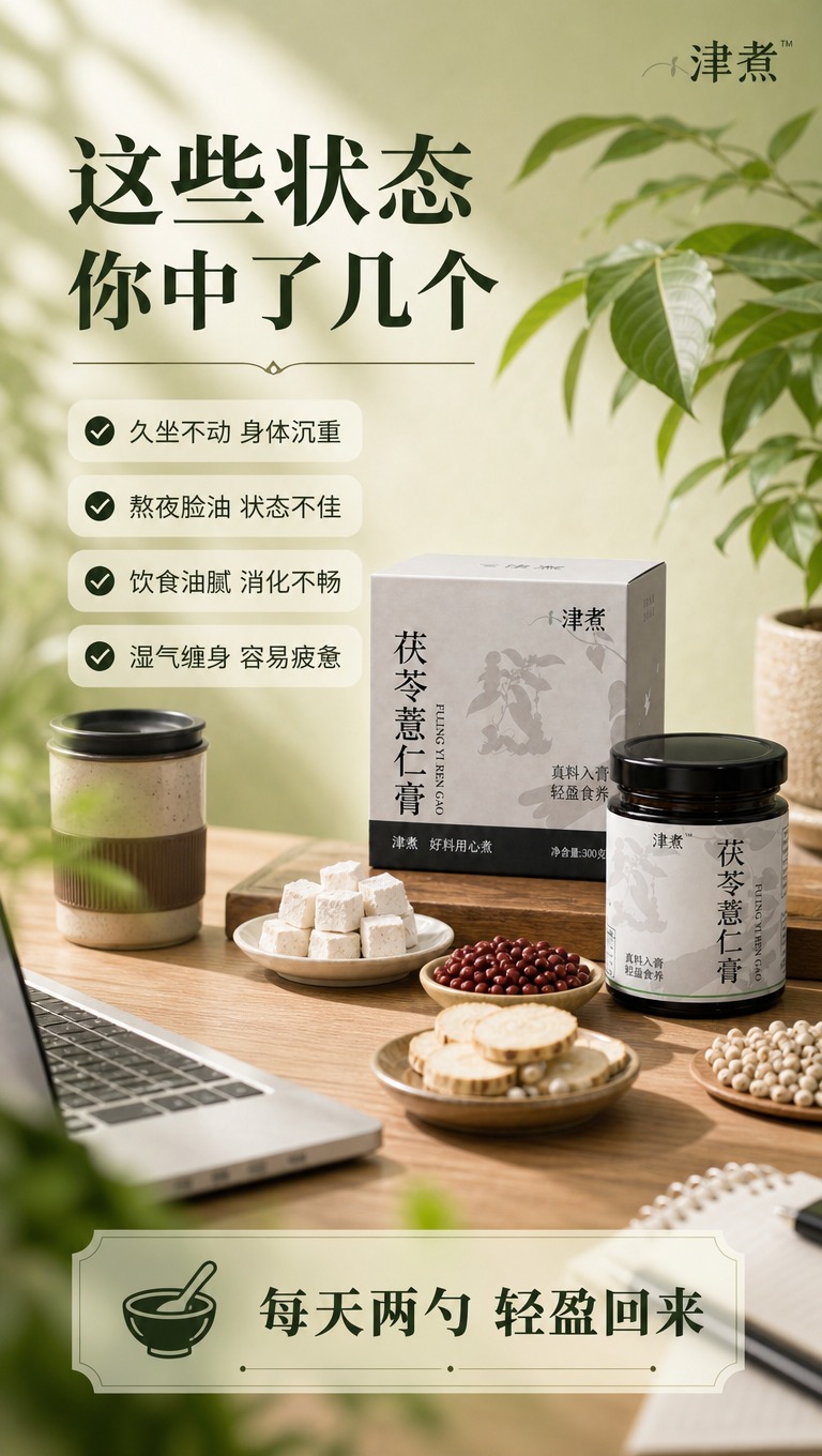 [商品] 使用【图1】津煮茯苓薏仁膏产品（纸盒+玻璃膏罐）；保… - 图片创意预览