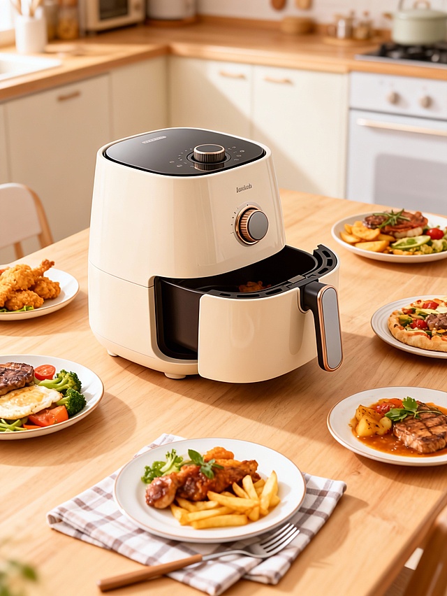 现代简约风3D渲染，重拟物设计呈现真实质感，塑料光泽与木质厨房融合，营造温馨舒适实景感，节日家宴氛围浓郁。