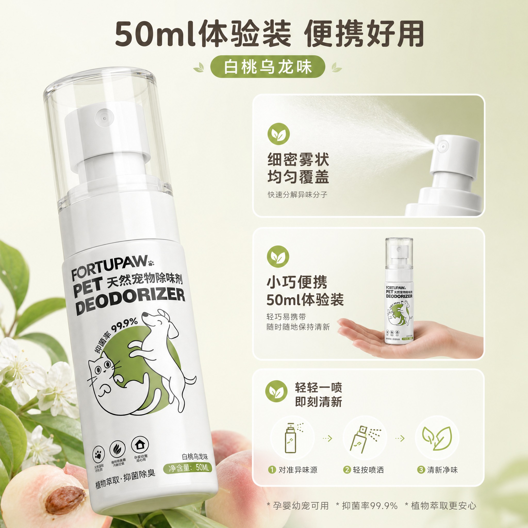 [主图-5 白桃乌龙味] 产品细节与使用方式展示，突出便携体验… - 图片创意预览