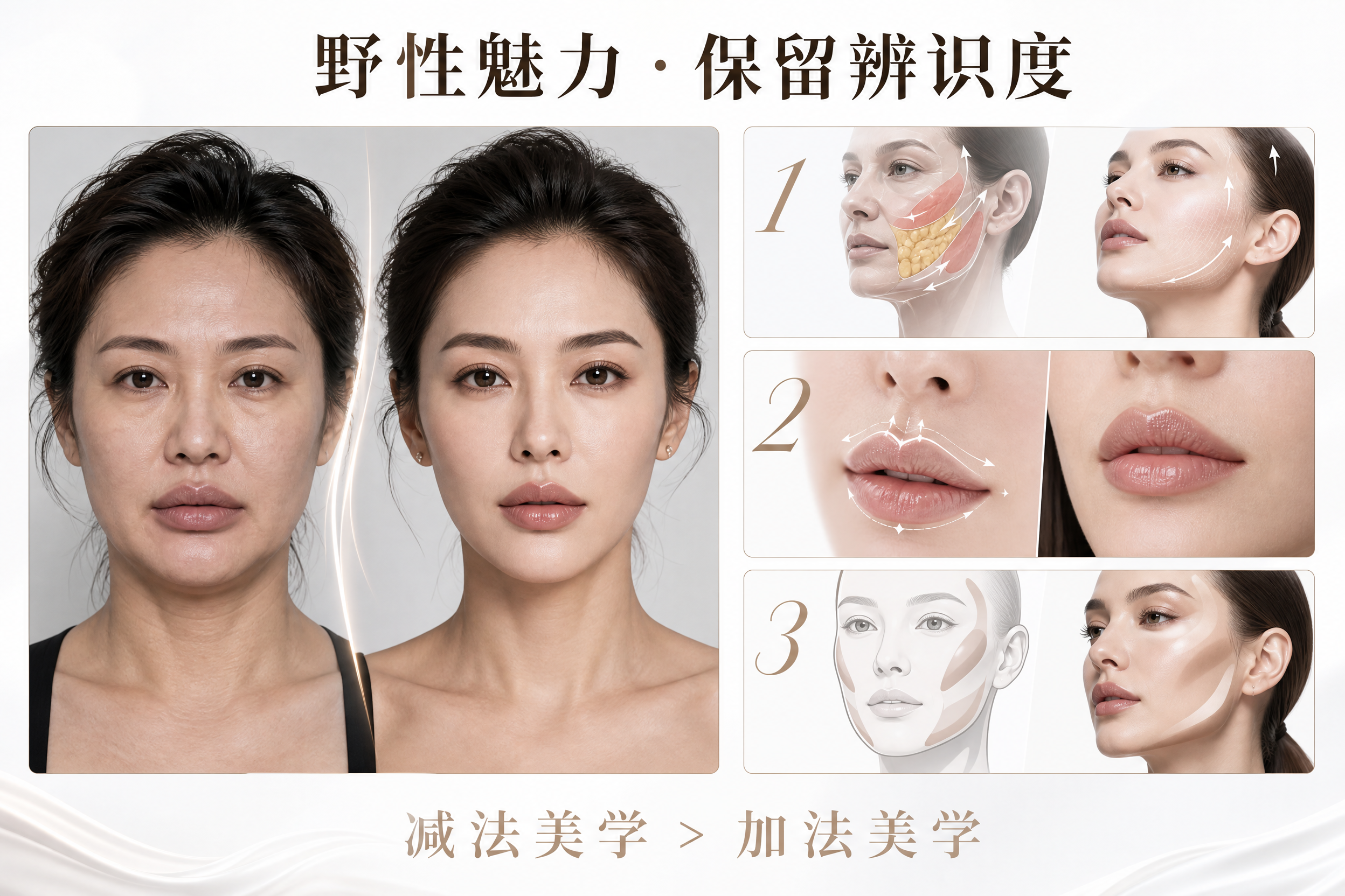 性感系方案设计配图，标题"野性魅力·保留辨识度"。左侧为42岁… - 图片创意预览