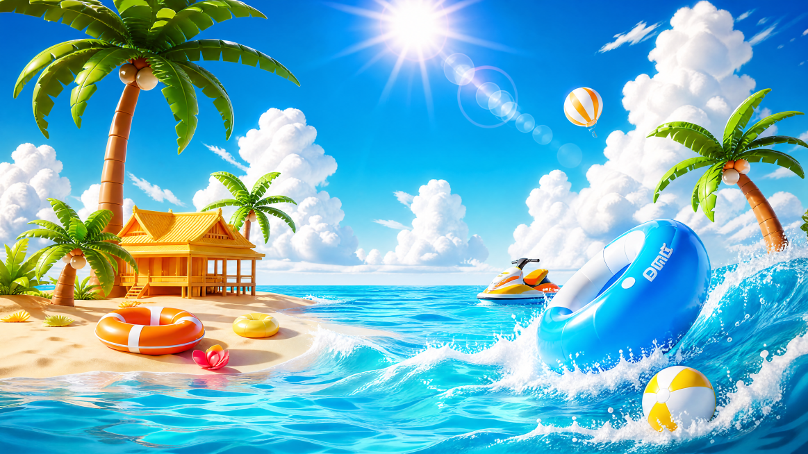 masterpiece, best quality,3ddianshang style, no humans, palm tree, ocean, cloud, tree, outdoors, sky预览效果