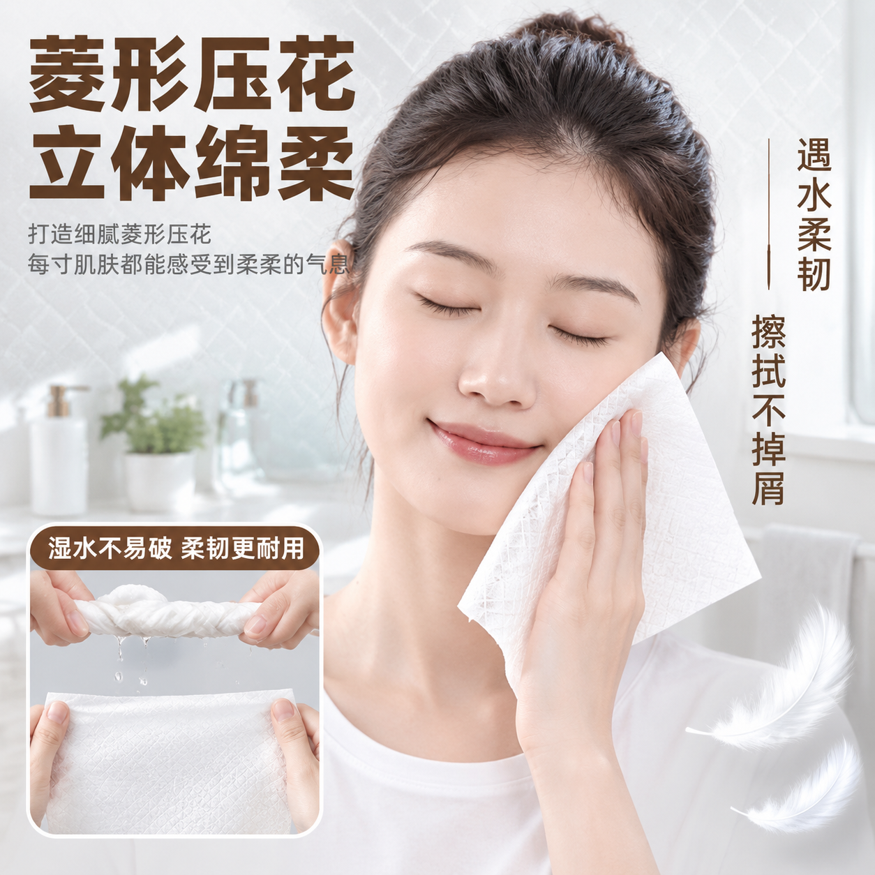 [主图-4] 使用场景+柔韧不掉屑效果展示图，核心任务是展示真… - 图片创意预览