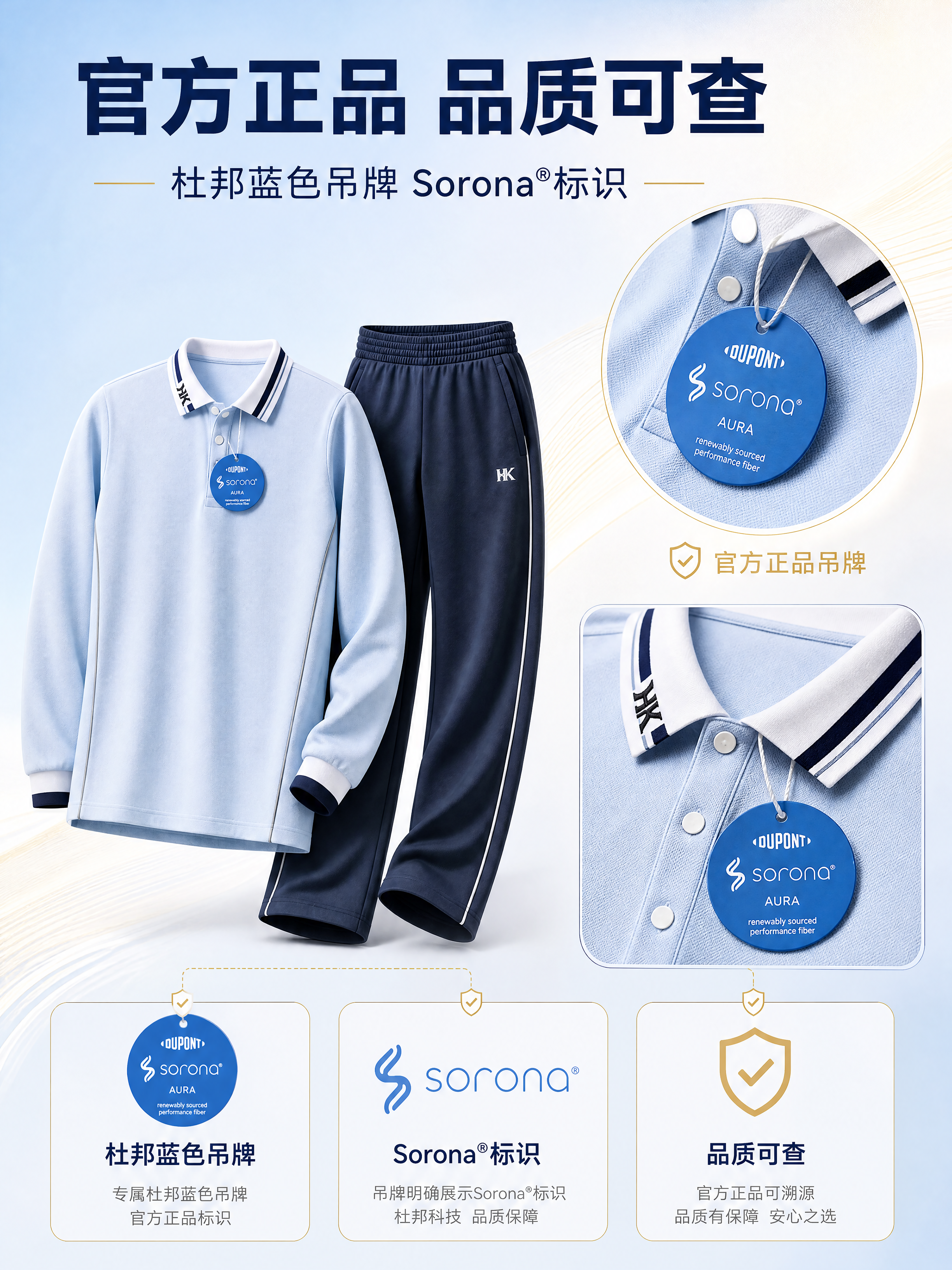 [商品] 使用【图3】浅蓝长袖Polo衫+藏青长裤校服套装，领… - 图片创意预览