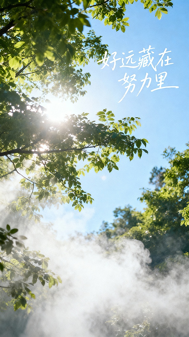 帮我生成20张清新自然风景与手写励志文字组合而成的图，画面包含蓝天碧海、绿草如茵、远山雪景、林间晨光等场景，每张图配以“好远藏在努力里”“勇气是自由的序章”“生活本真”“因为想跑，所以才要跑”“日子很长充满希望”“只要生机不灭总有抬头的日子”“人生一趟，积极向上”等简约手写字体，整体色调以蓝、绿、白为主，呈现宁静治愈、充满哲思的日系清新风格视觉日记。