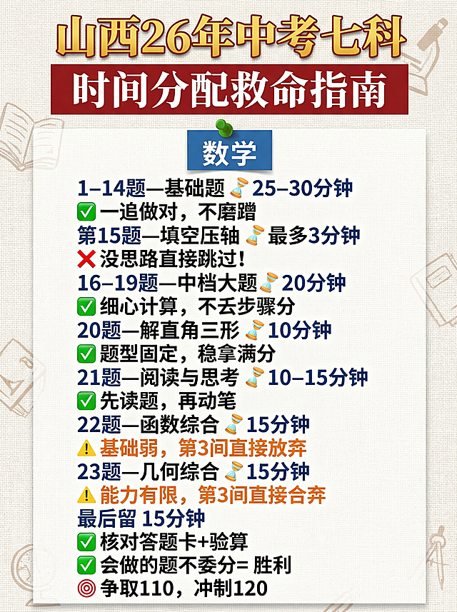 保留原图所有文字内容和排版结构不变，更换字体颜色和背景，让整体配色协调醒目，符合中考教育广告的正式清晰调性，优化视觉层次感，保持信息清晰易读，风格专业大气，比例调整为3:4