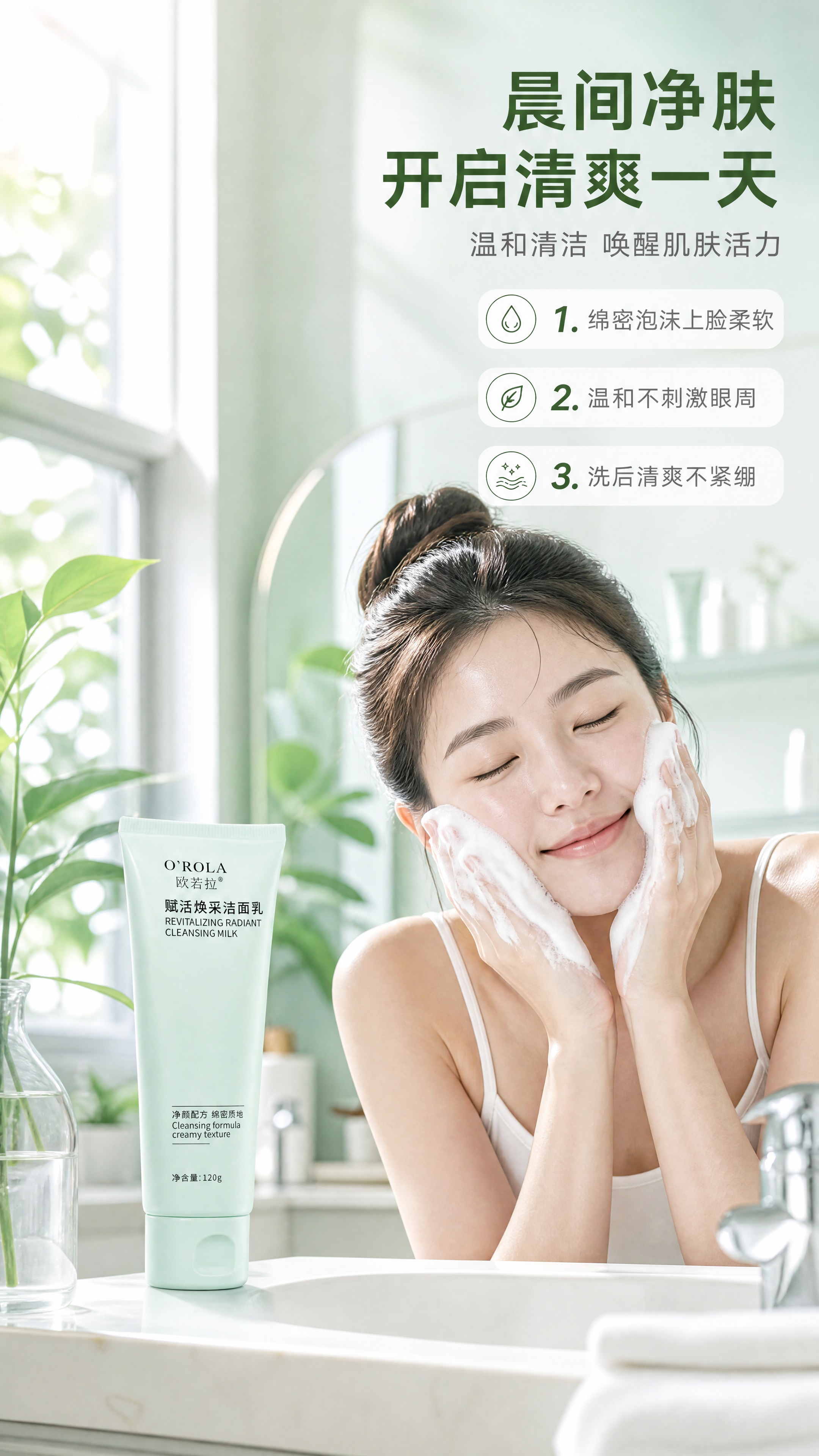 [商品] 使用【图1】欧若拉赋活焕采洁面乳，浅绿色软管包装；保… - 图片创意预览