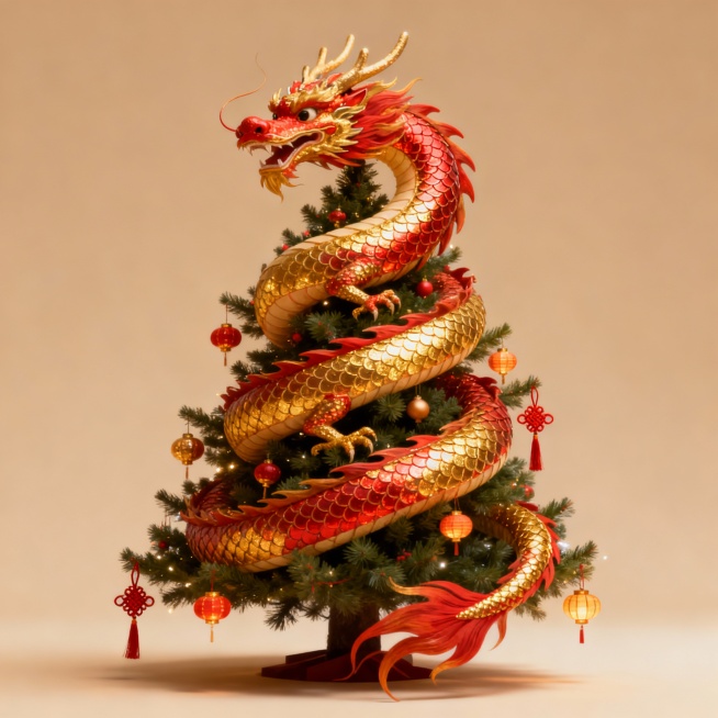 一条龙盘成一颗圣诞树预览效果