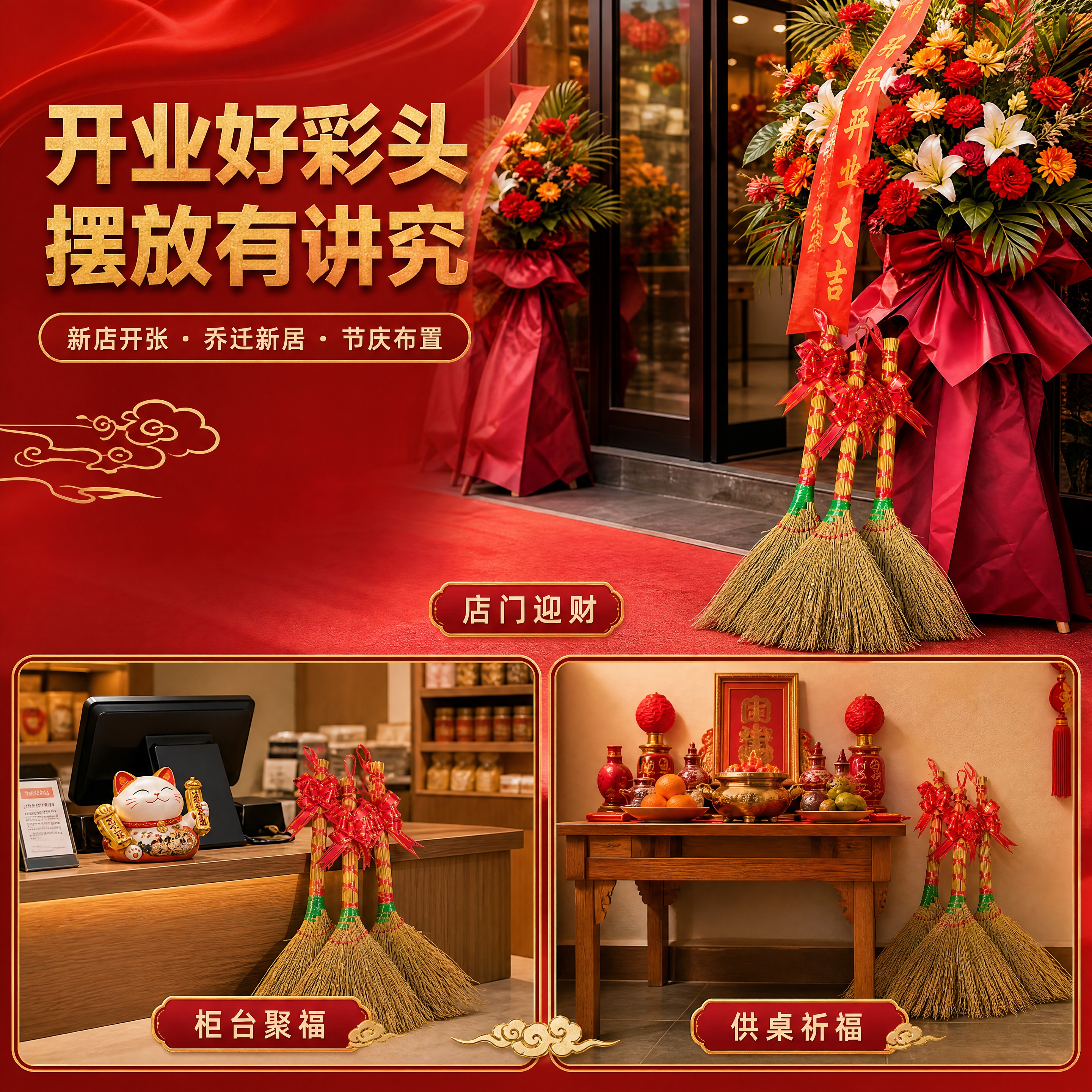 [商品] 使用【图5】三支小扫把斜款捆红绳开业摆件；保留三支扫… - 图片创意预览