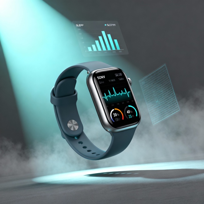 **产品外观描述：**  
- **设计风格：** 未来主义流体曲线，一体式无边框结构，采用哑光金属中框与医疗级亲肤硅胶表带，提供细腻触感与佩戴舒适度。  
- **屏幕：** 1.5英寸矩形微曲面A预览效果