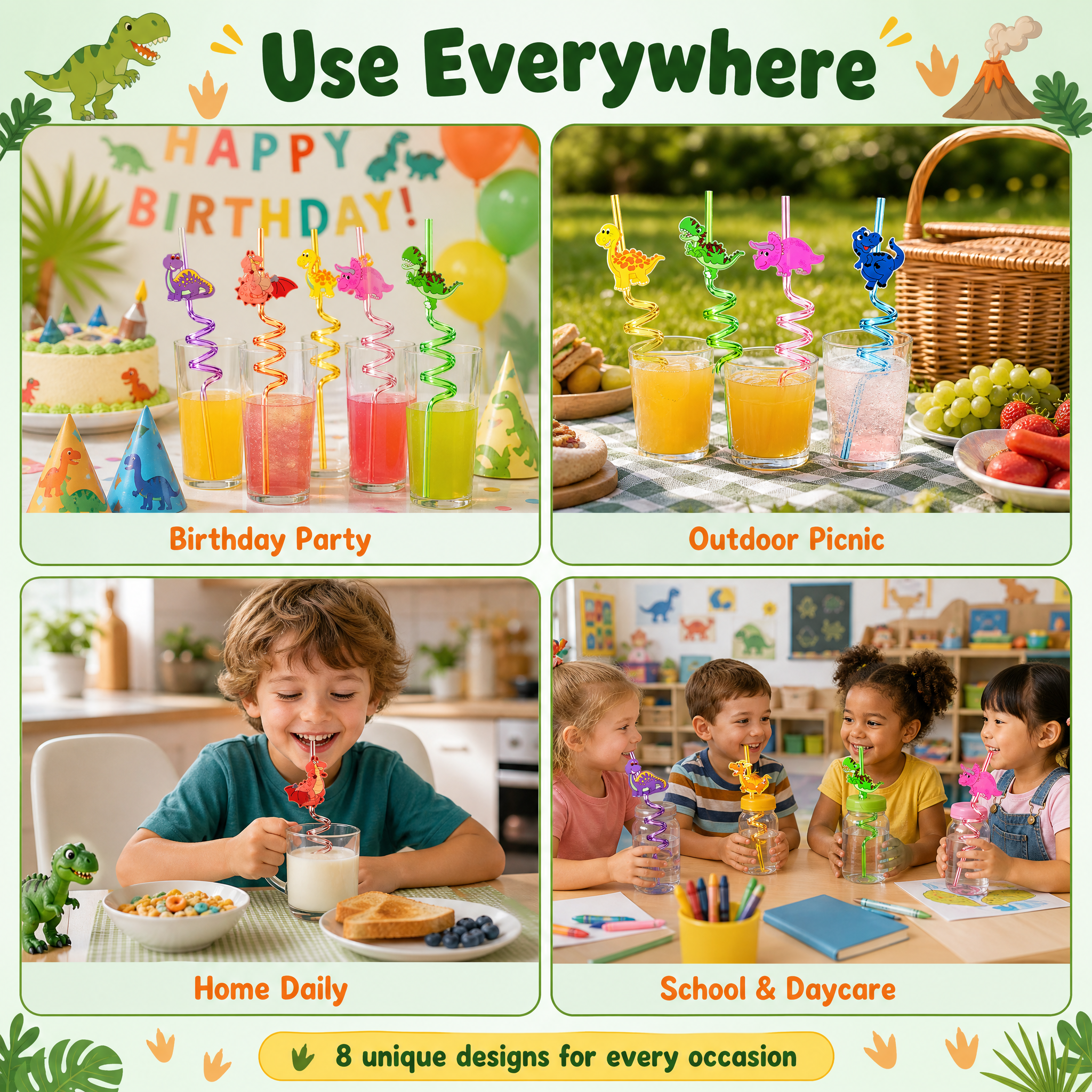 [主图-5] Dinosaur Spiral Straws 8… - 图片创意预览
