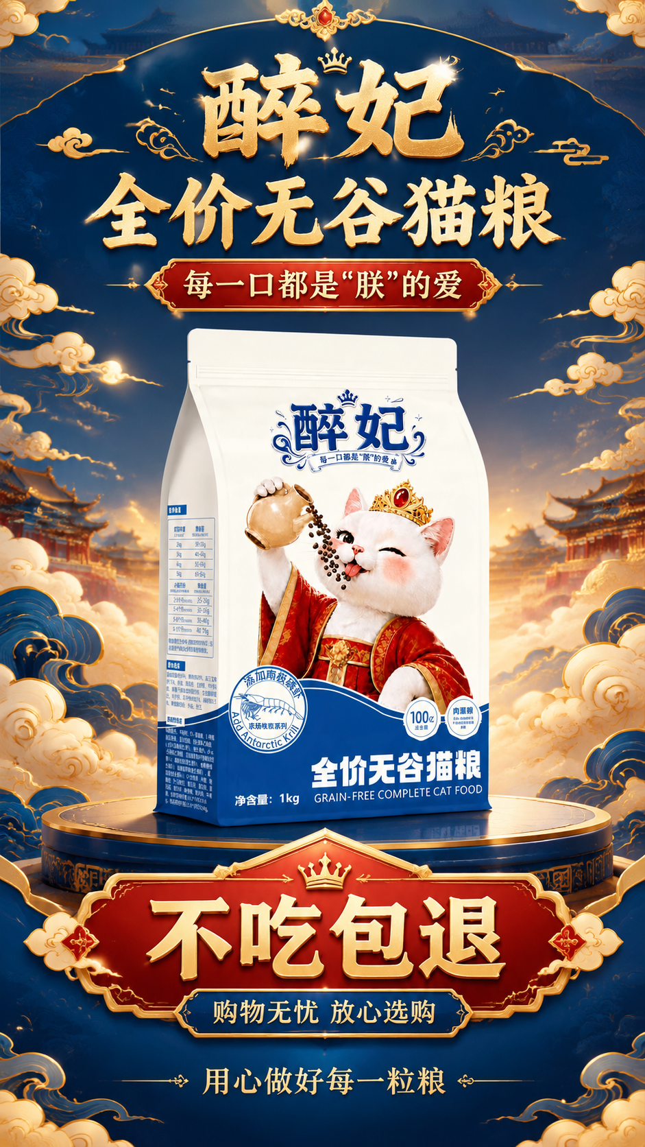 [商品] 使用【图1】醉妃全价无谷猫粮包装袋；保留所有包装文字… - 图片创意预览