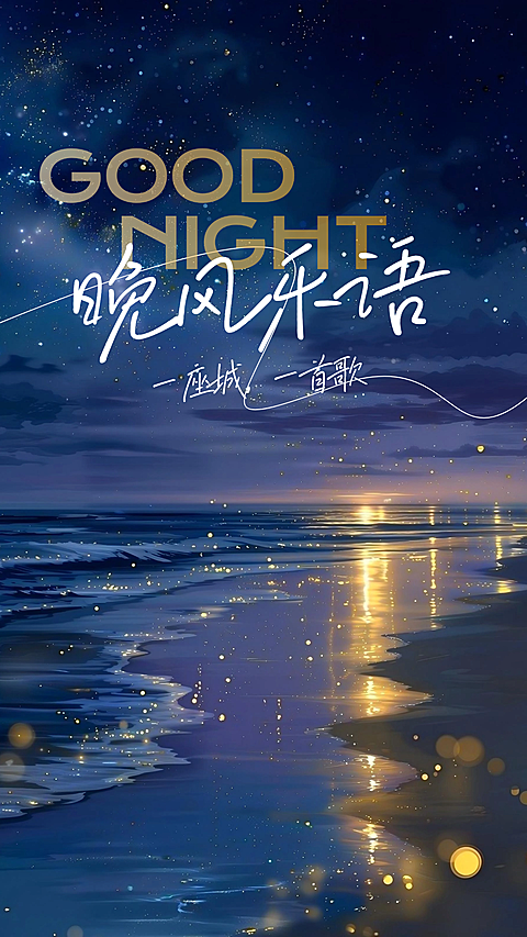 插画风晚安海报日签