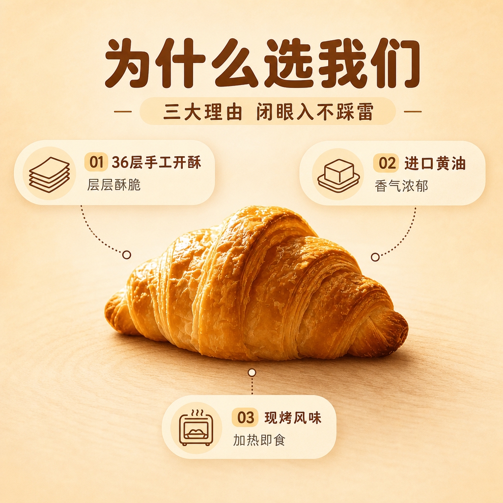 [商品] 使用【图1】晨光牛角包；保留牛角包造型、酥皮纹理和金… - 图片创意预览