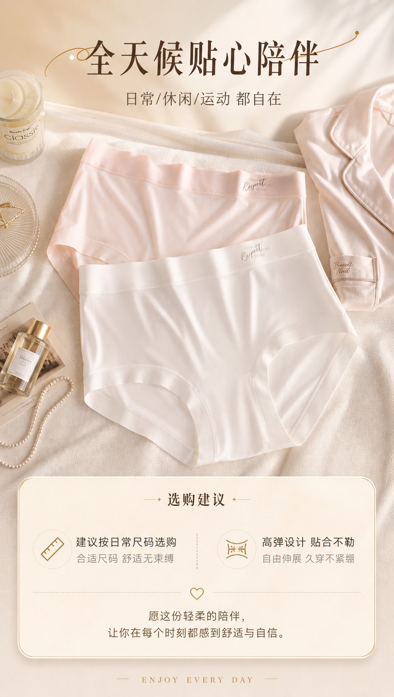 [商品] 使用【图1】和【图2】的冰丝内裤，以浅粉色和奶白色为… - 图片创意预览