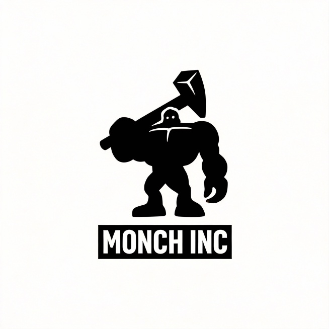 根据参考图风格，生成游戏公司logo，游戏公司名：MONCH INC，需要富有想象力以及创意，简约点预览效果