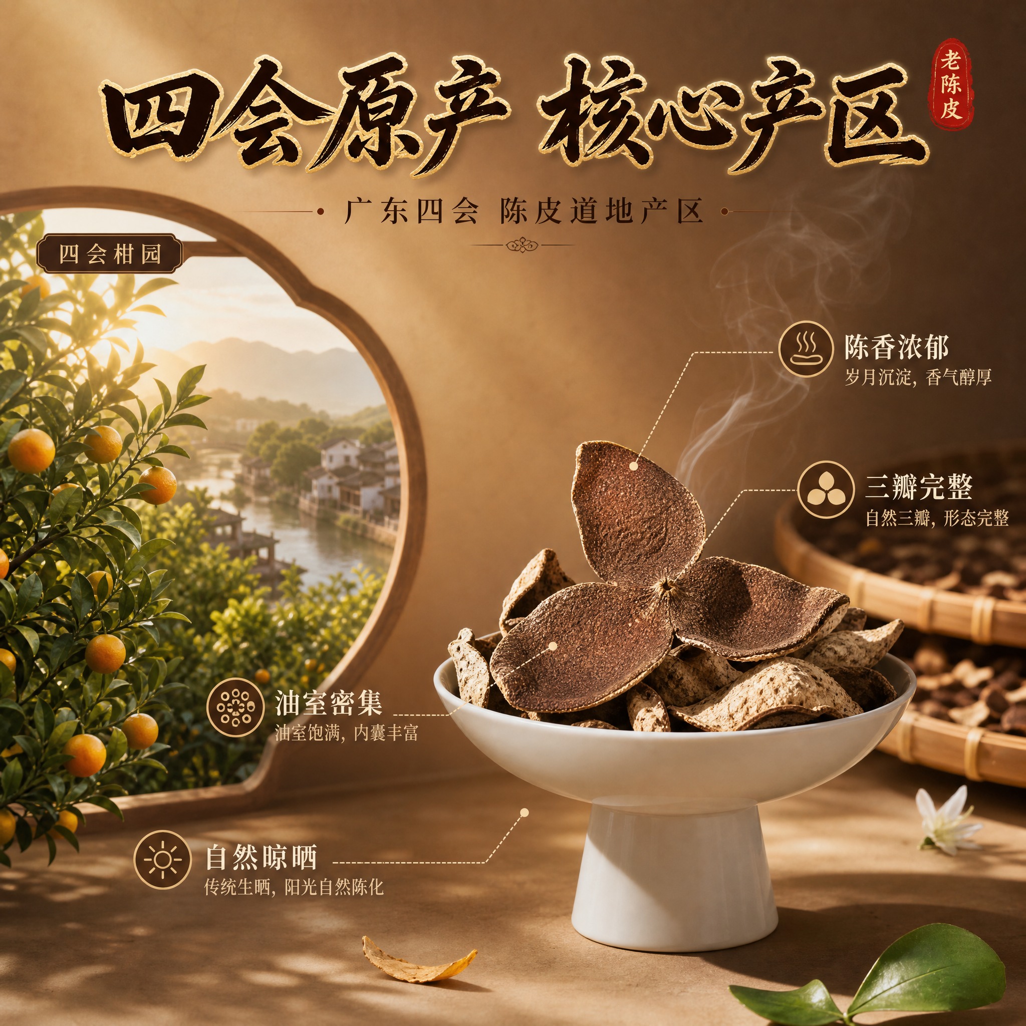 [主图-2] 四会原产老陈皮产地溯源与核心亮点，建立信任。 [… - 图片创意预览