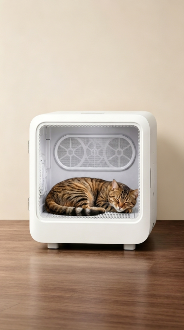 将图片中箱子内的两只猫咪替换成image2图片中箱子里正在睡觉的虎斑猫咪，保持图片整体场景不变，画质达到8K预览效果