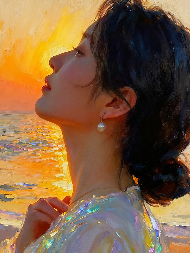 保持当前人物构图和内容，转换为数码厚涂插画风格