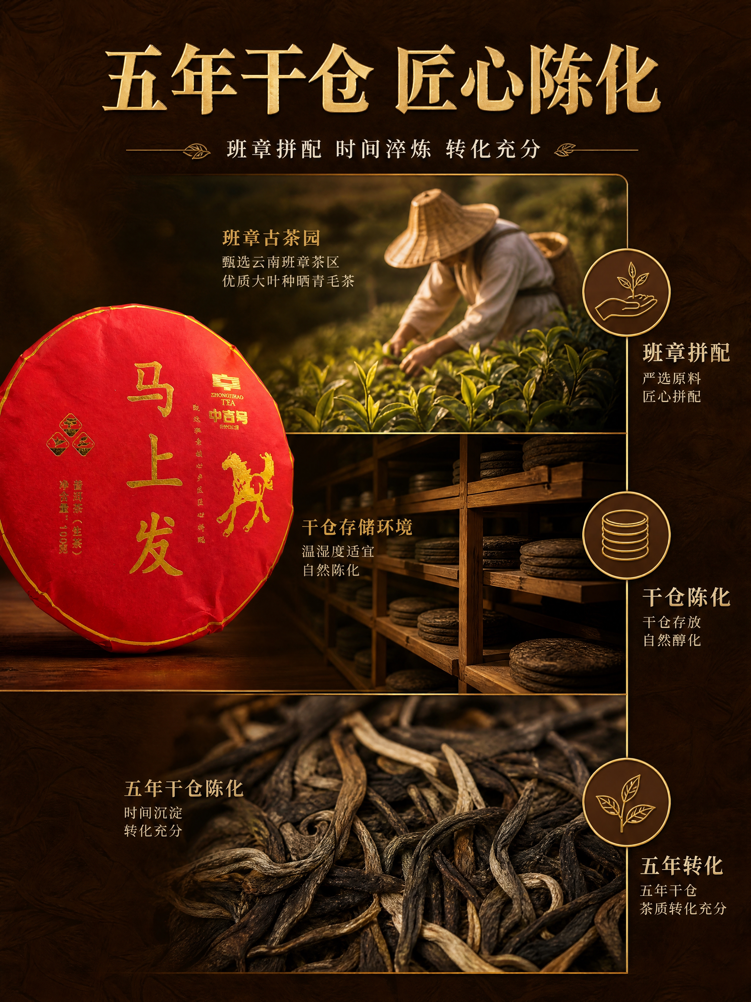 [商品] 使用【图1】中吉号马上发普洱茶生茶饼红金包装与【图2… - 图片创意预览