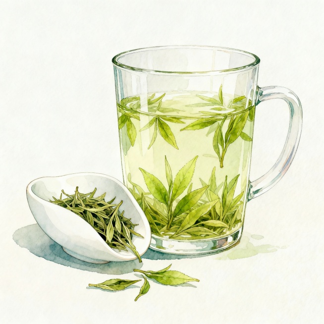 泡好的绿茶，以插画的模式生成预览效果