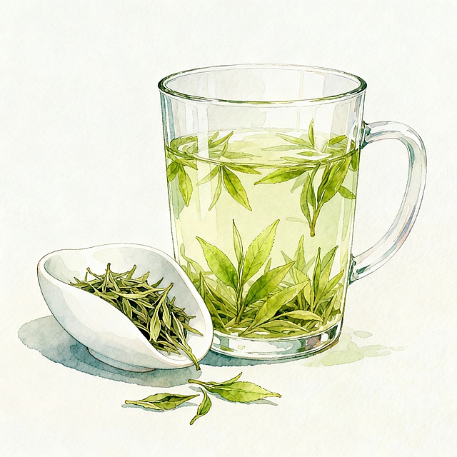 泡好的绿茶，以插画的模式生成