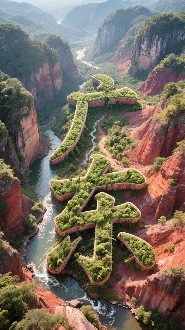 俯瞰丹霞地貌，地貌的自然生态组成了“广东”