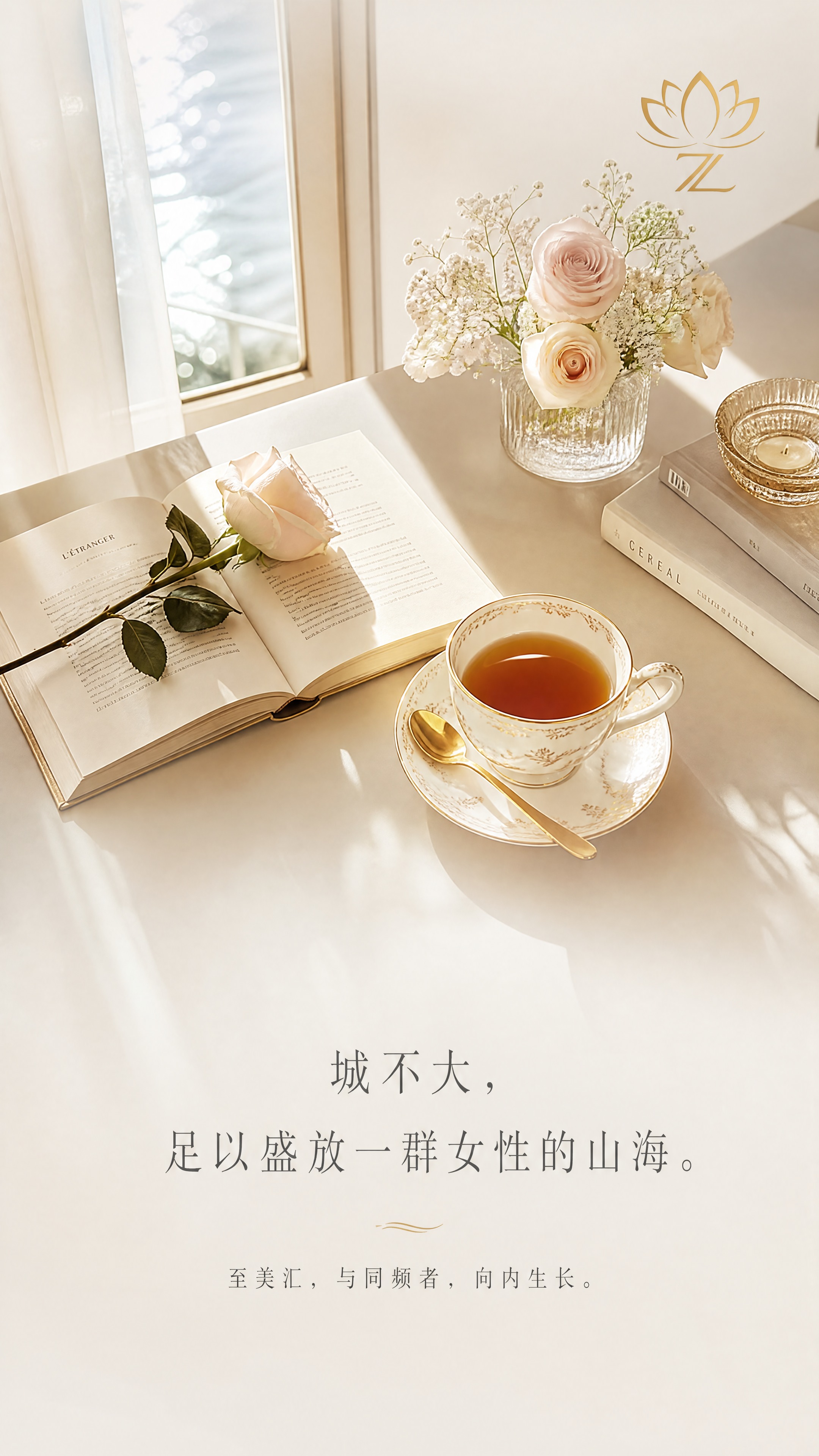 9:16竖版朋友圈海报，高级轻奢风格，女性生活美学主题。画面主… - 图片创意预览