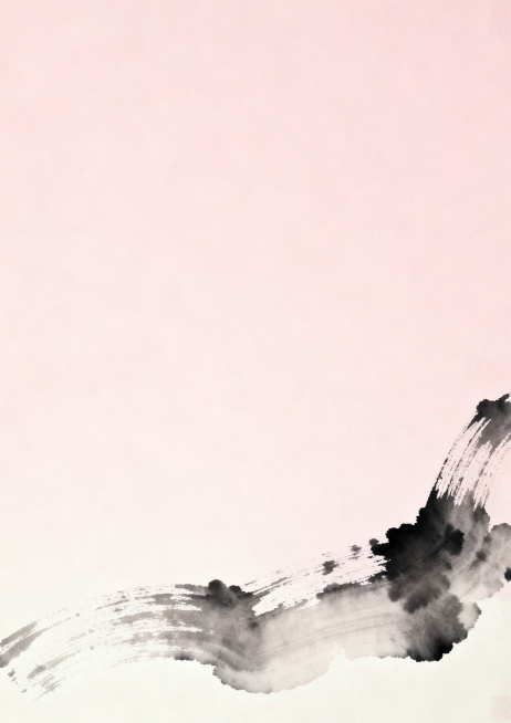 无文字，留白较多的竖版 A3 中国风背景图，浅粉色调，清新雅致，极简中式墨韵风格，大量留白预览效果