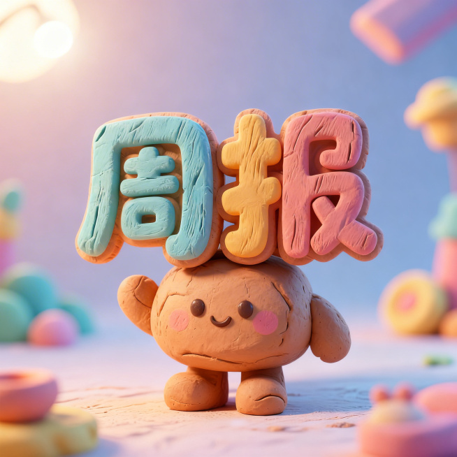 删除图像中除"周报"二字以外的所有其他文字，仅保留黏土风格的周报两个字，保持原有的超轻黏土质感和可爱软萌风格预览效果