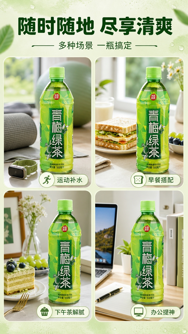 [商品] 使用【图1】茶派青梅绿茶500ml瓶装饮料；保留瓶身… - 图片创意预览