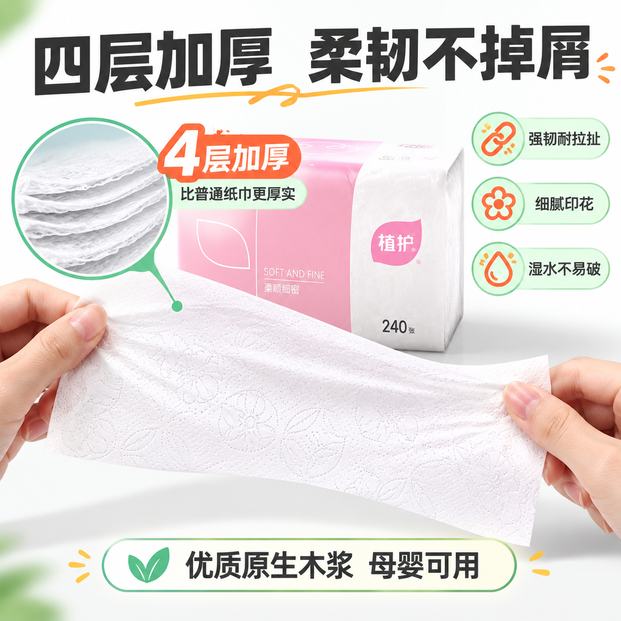 [主图-2] 核心卖点图，四层加厚与柔韧印花效果证明。 [统一… - 图片创意预览