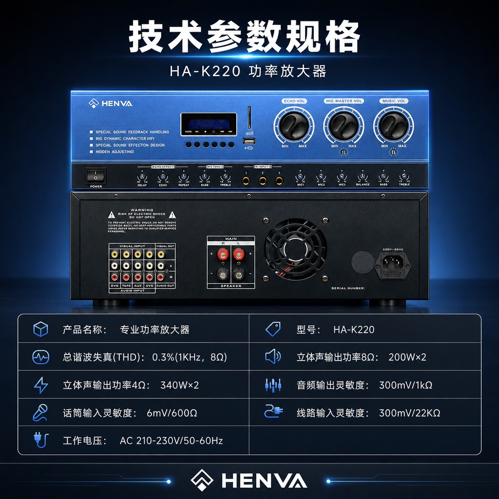 [商品] 使用【图1】HENVA HA-K220功率放大器正面… - 图片创意预览