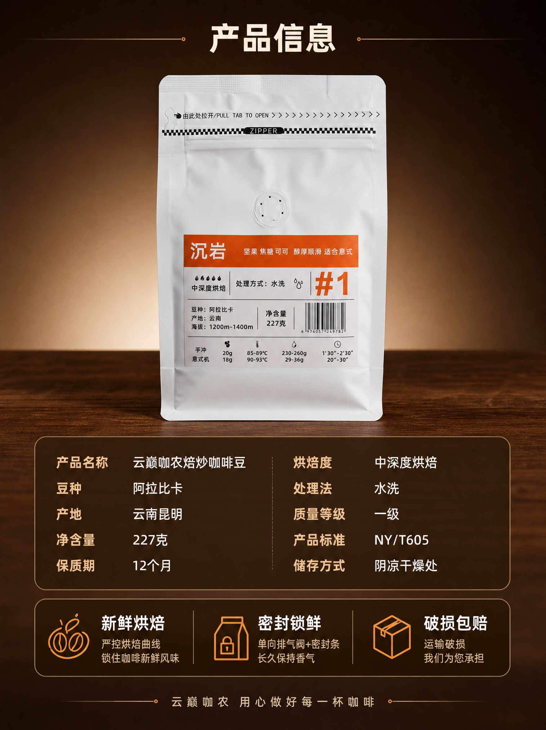 [商品] 使用【图1】【图2】云巅咖农沉岩#1咖啡豆白色自立袋… - 图片创意预览