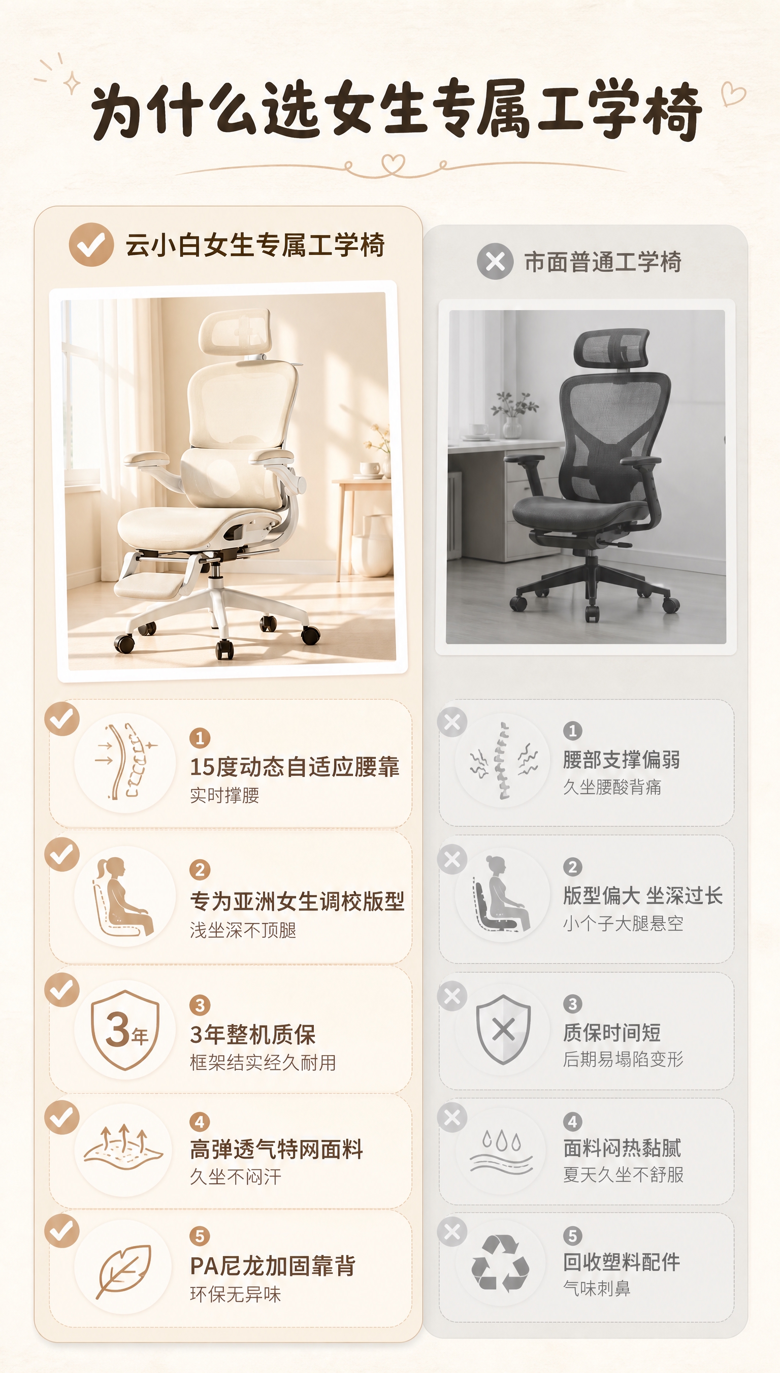 [商品] 使用【图5】奶油白人体工学椅产品图作为产品视觉参考；… - 图片创意预览