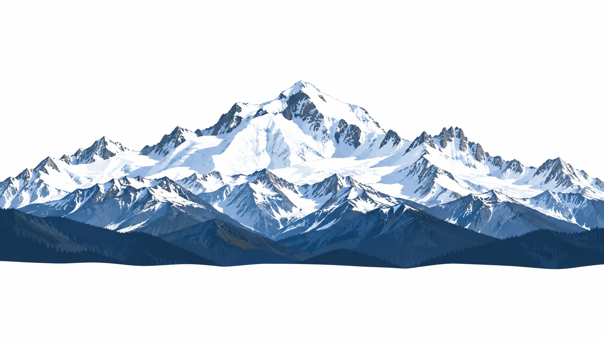 哈巴雪山全景矢量图形，香格里拉地标，完整雪山山体全景，主峰与周… - 图片创意预览
