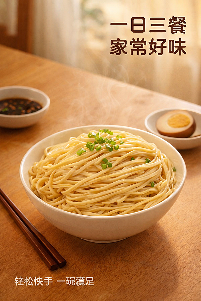 「图片1」，生成一套详情图（5张），商品名称是吉美鲜面条，适配淘宝/天猫平台，主图比例为9:16