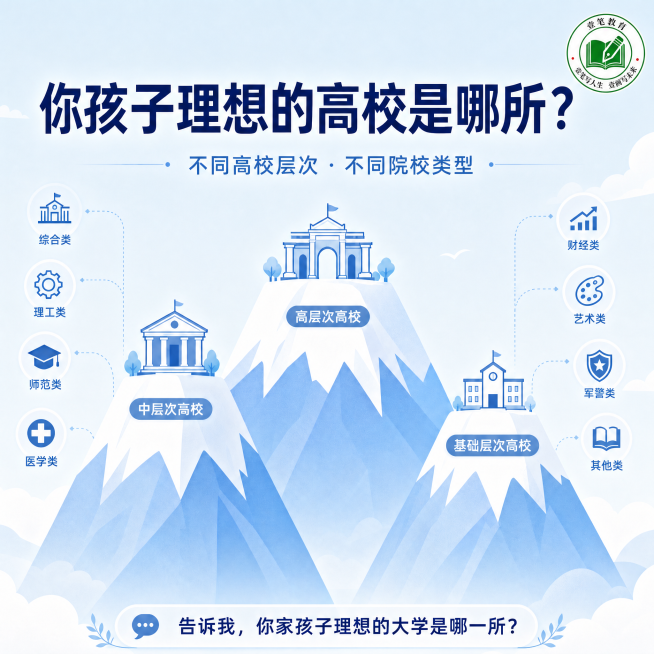 高考志愿填报科普图，保持原有内容和风格不变，在图片右上角空白位置添加提供的壹笔教育圆形logo，整体视觉协调统一预览效果