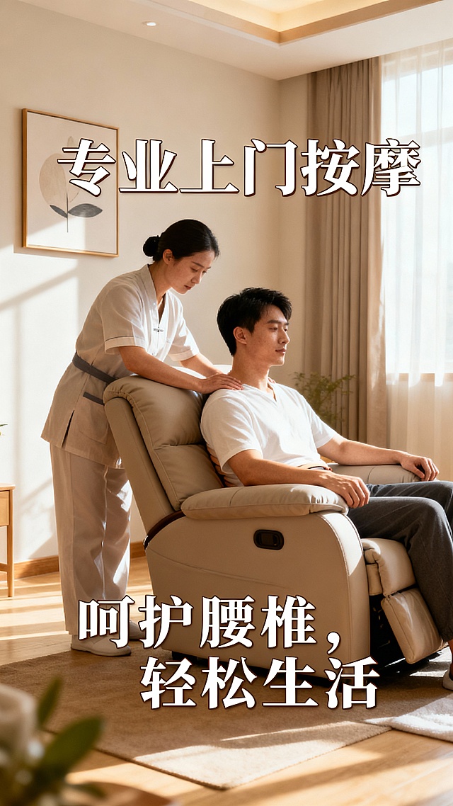 生成50张上门推拿按摩的图文，图片加入一些文字