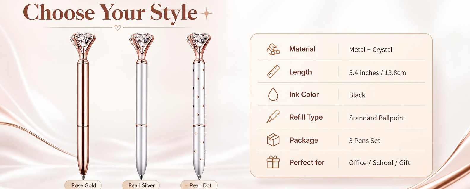 [商品] 使用【图1】三款水晶钻石圆珠笔；保留三款SKU外观：… - 图片创意预览