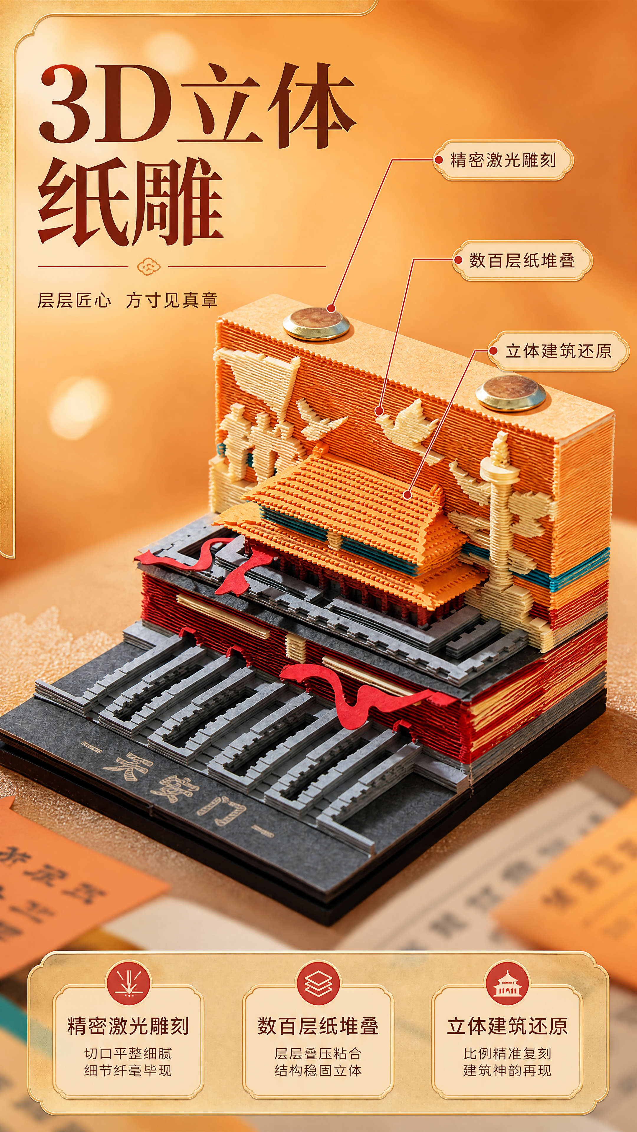[商品] 使用【图1】天安门3D立体纸雕便签；保留层层叠叠的纸… - 图片创意预览