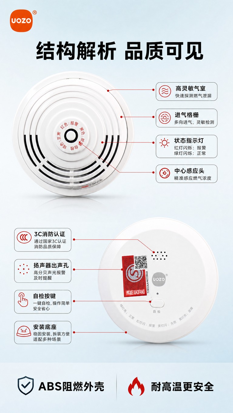 [商品] 使用【图1】正反两面天燃气探测器产品图；左侧正面保留… - 图片创意预览