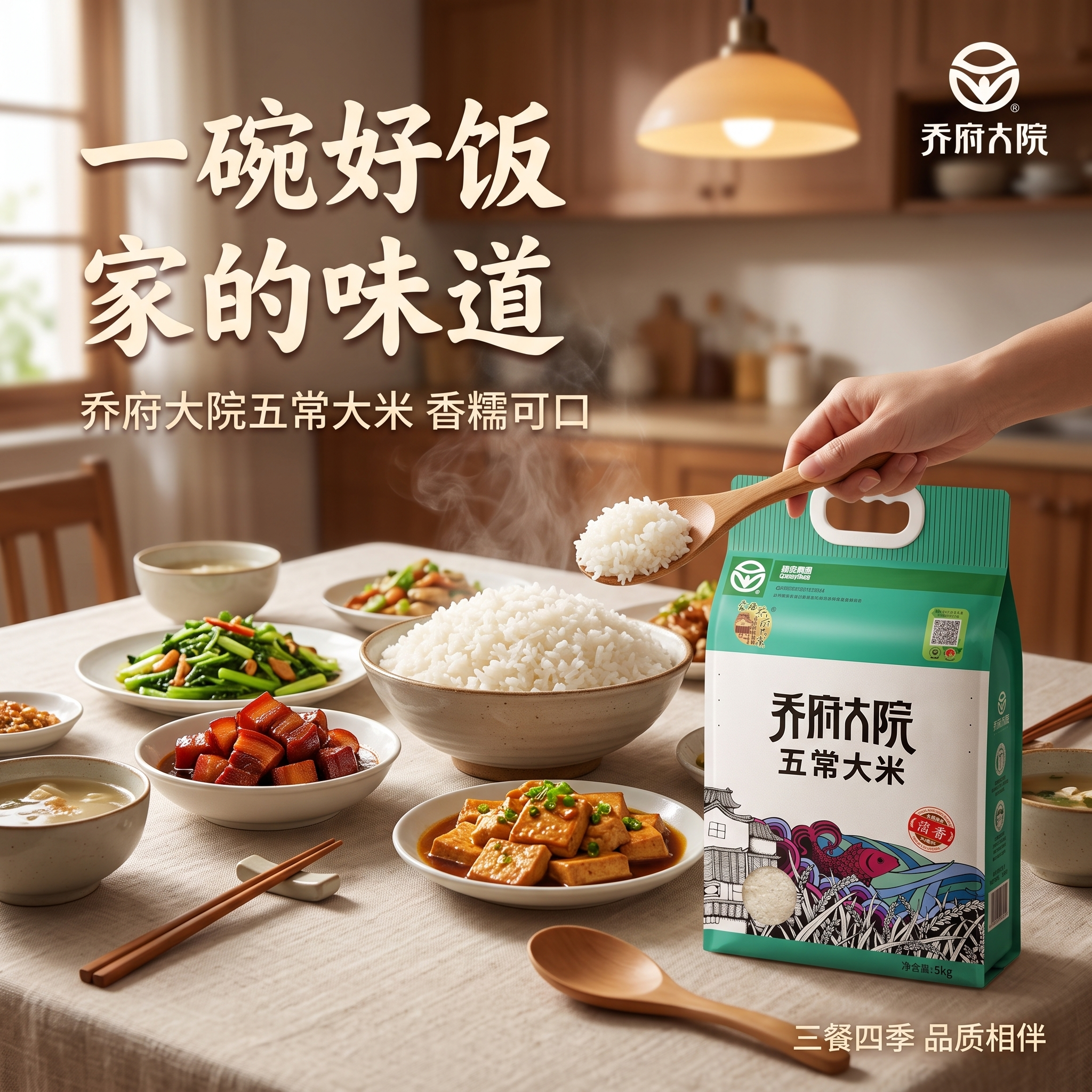 [主图-4] 乔府大院五常大米家庭厨房场景图 米饭食用场景。… - 图片创意预览