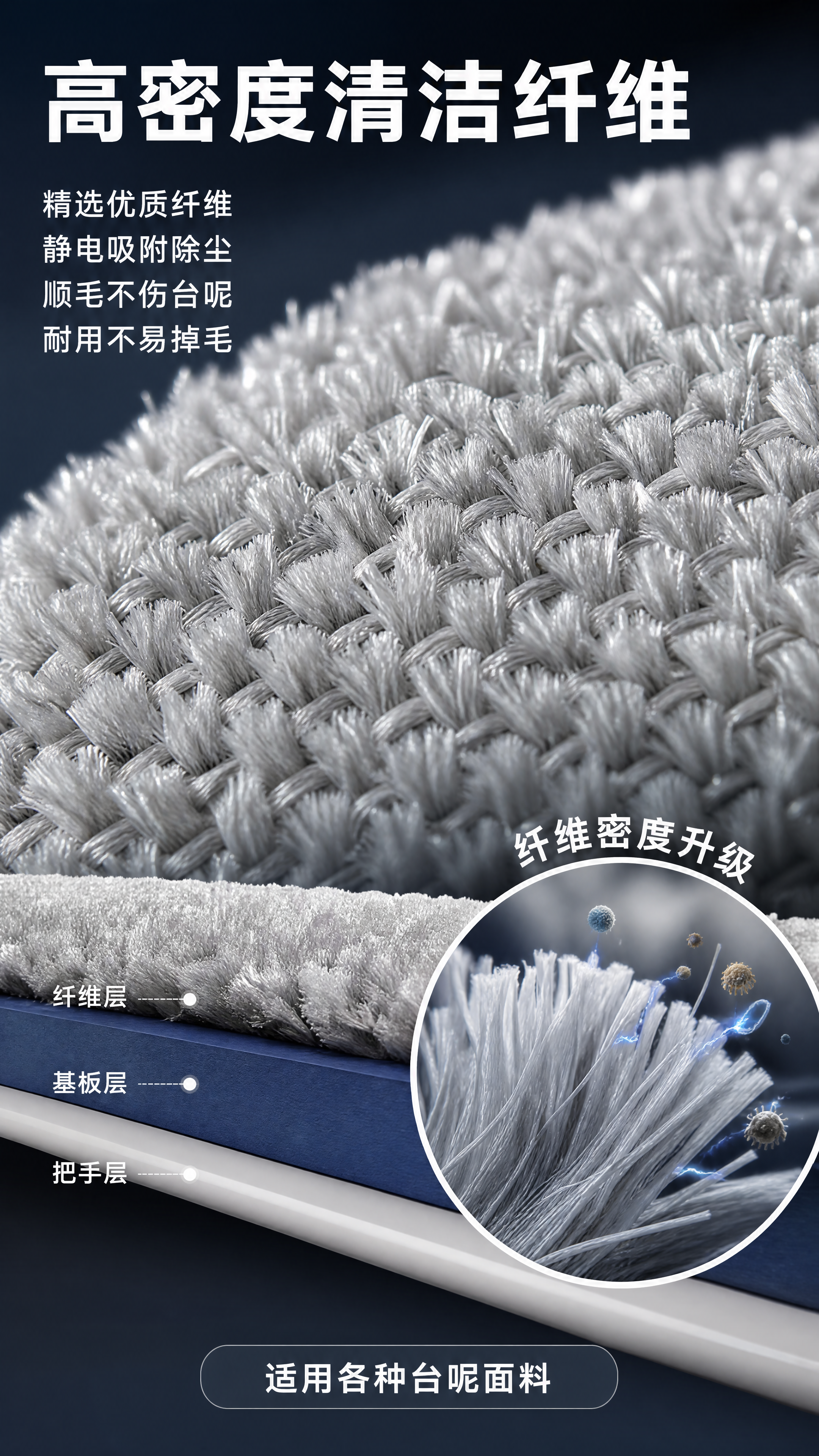 [第5张] 详情页材质细节-高密度清洁纤维微距特写。本张使用【… - 图片创意预览